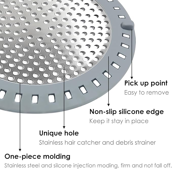 Drain Hair Catcher, Shower Hair Drain Catcher, Shower Drain Cover, Bathtub - Image 3
