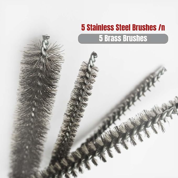 PMD Products 10-Piece Tube Cleaning Brush Kit | Brass Wire Bore Brushes & - Image 6