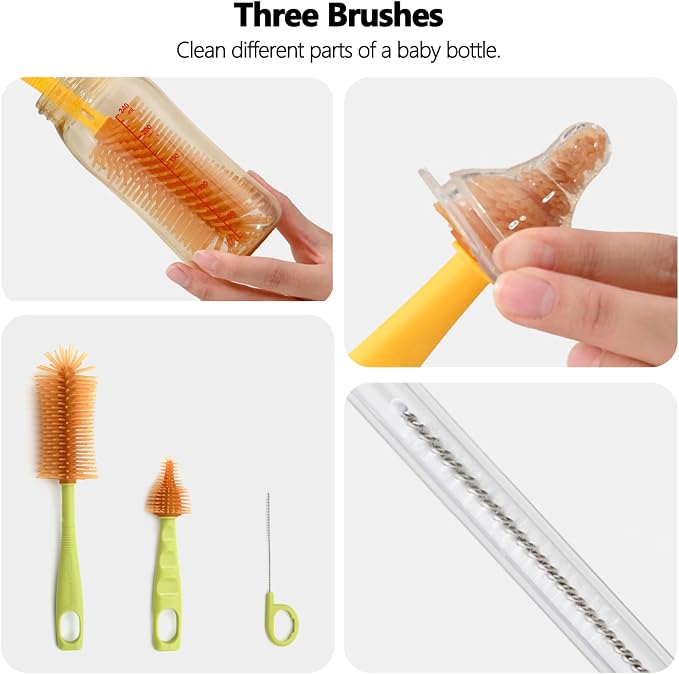 Portable Baby Bottle Brush Kit Premium Silicone Bottle Cleaner Brush, Nipple - Image 5
