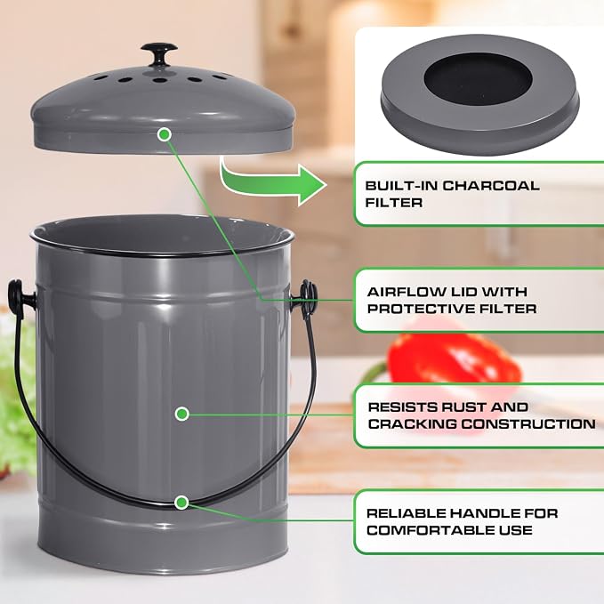 Plexon Countertop Compost Bin Kitchen - Image 4