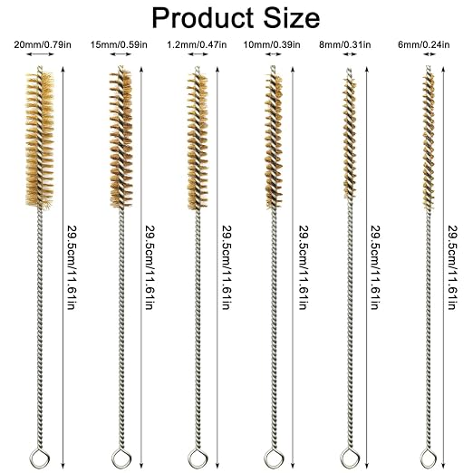 12 Pcs Brass Wire Brush Stainless Steel Wire Brush Set, Round Metal Cleaning - Image 2