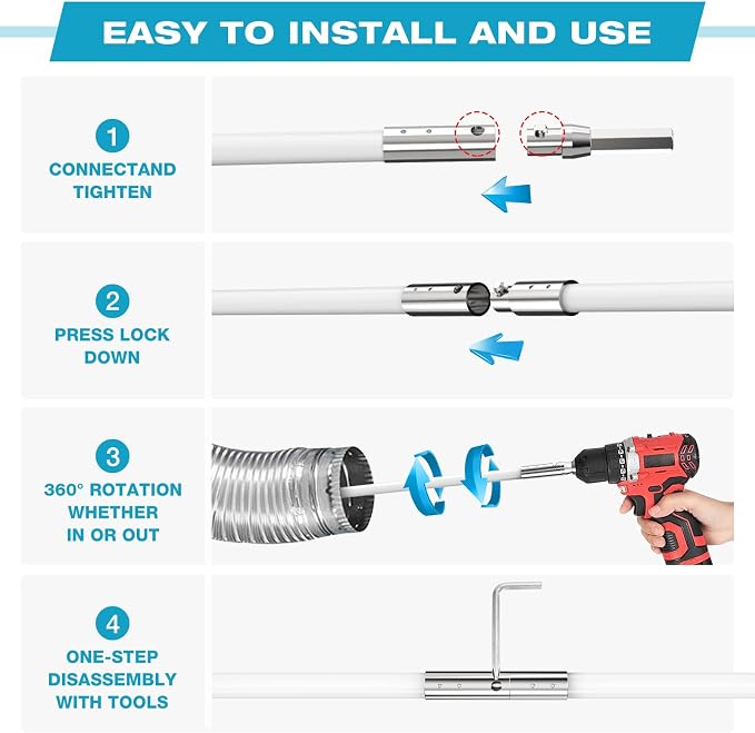Sealegend 60 Feet Dryer Vent Cleaner Kit/Lint Remover/2×Upgraded Flexible - Image 6