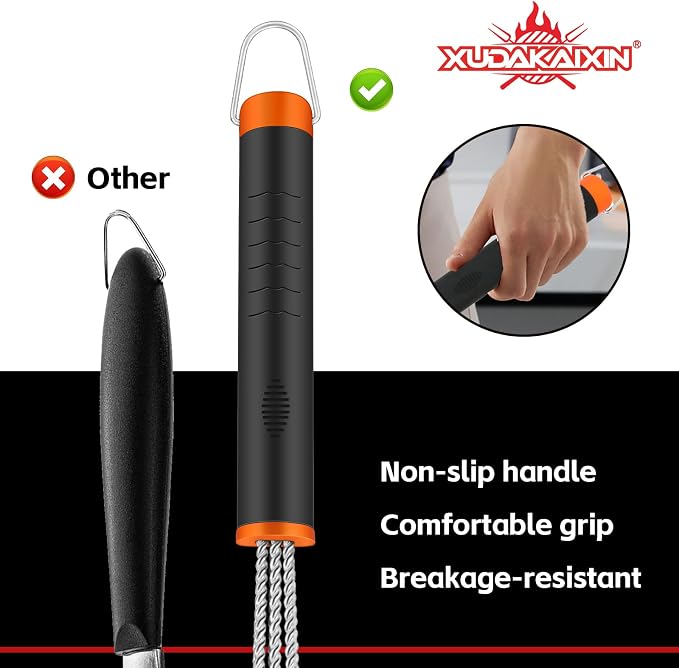 Grill Brush and Scraper, Safe Nylon Bristles Barbecue Triple Scrubbers Cleaning - Image 2