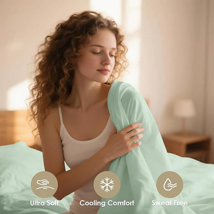 Breathable Cooling Full Sheet Set - Hotel Luxury 4 Piece Deep Pocket Sheets for Full Size Bed, Fits 16" Mattress, Easy Care Wrinkle Free Bedding Sheet and Pillowcase Set, Sage Green