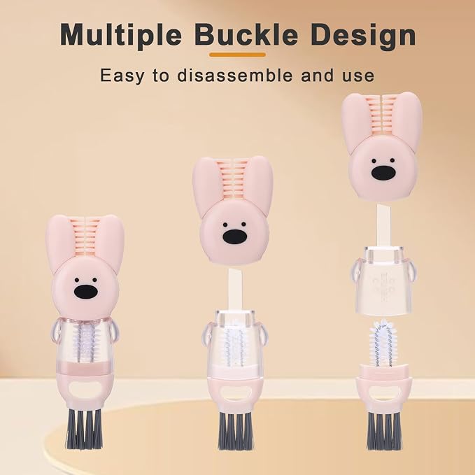 4 in 1 Water Bottle Brush, Cute Rabbit Cup Lid Cleaning Brush Tool Set - Image 5