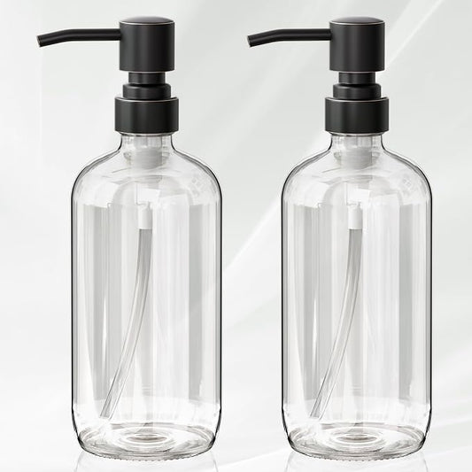AmazerBath Glass Soap Dispenser, 17 Oz Bathroom Hand Soap Dispenser Bottle by AmazerBath