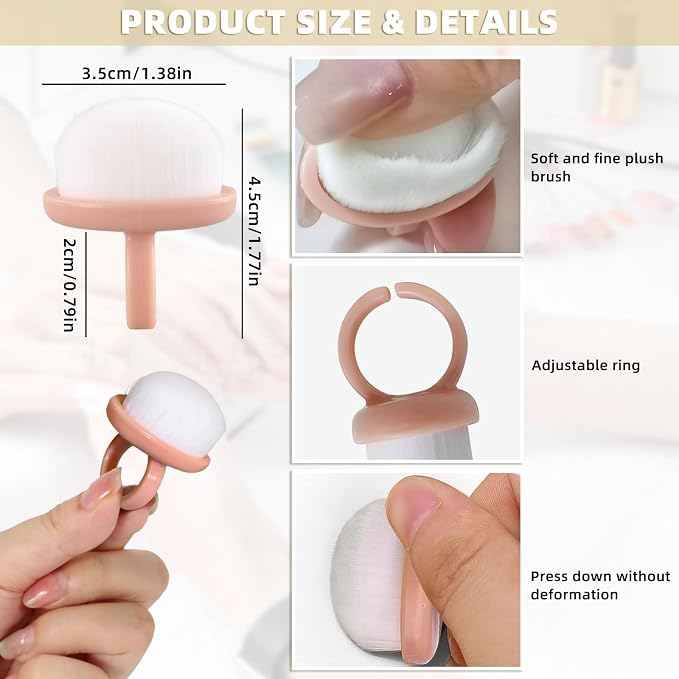 4Packs Nail Dust Cleaning Brush Ring, Soft Brushes - Image 2