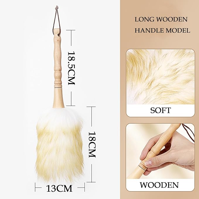 Wool Duster, Long Handle Duster, Wool Lambswool Cleaning Brush Duster, Wool - Image 2