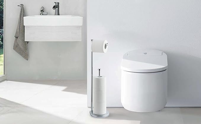 SunnyPoint Free Standing Bathroom Toilet Paper Holder Stand - Image 5