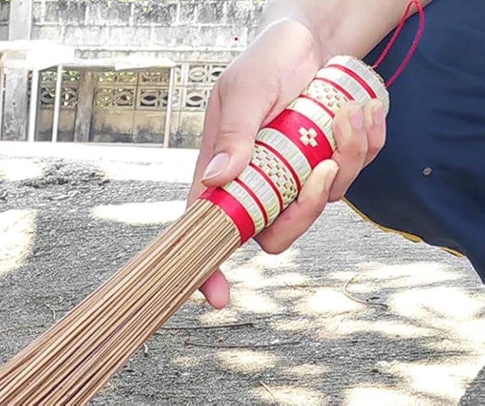 2 Piece 32 inch Multi-Surface Sturdy Outdoor Authentic Coconut Leaf Broom Asian - Image 7