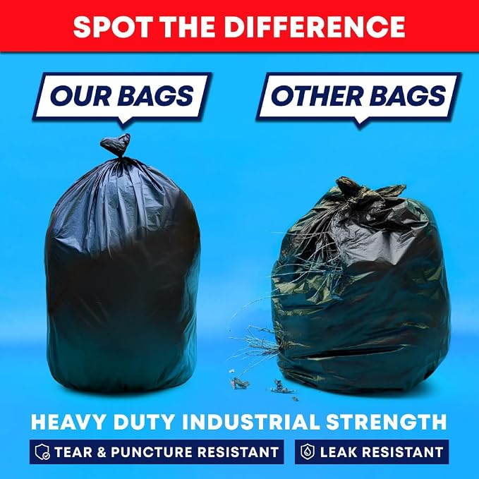 Veska 30-33 Gallon Trash Bags Heavy Duty | 250 Bags Mega-ValuePack | Black - Image 2