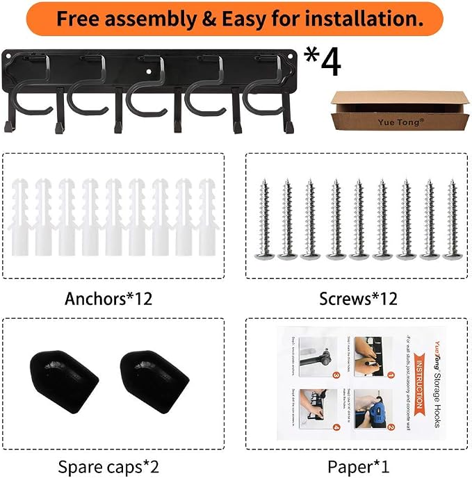 YueTong 68" All Metal Garden Tool Organizer, Adjustable Garage Wall Organizers - Image 6