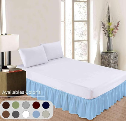 Ruffle Bed Skirt with Split Corners, Microfiber Dust Ruffled for a Perfectly Tailored Bedding Ensemble, Wrinkle and Fade Free, Easy Fit, Twin Size 16 Inch Drop, Light Blue