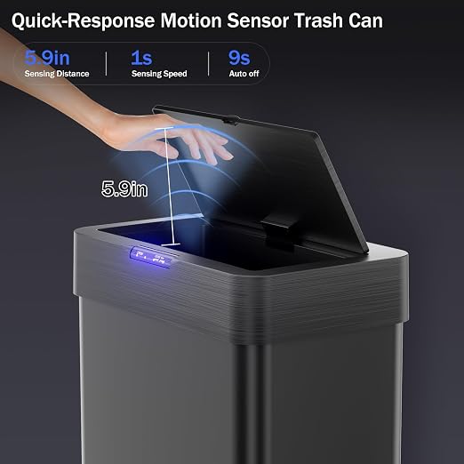 TLSUNNY 16 Gallon Motion Sensor Trash Can, Touchless Automatic Garbage Can - Image 3