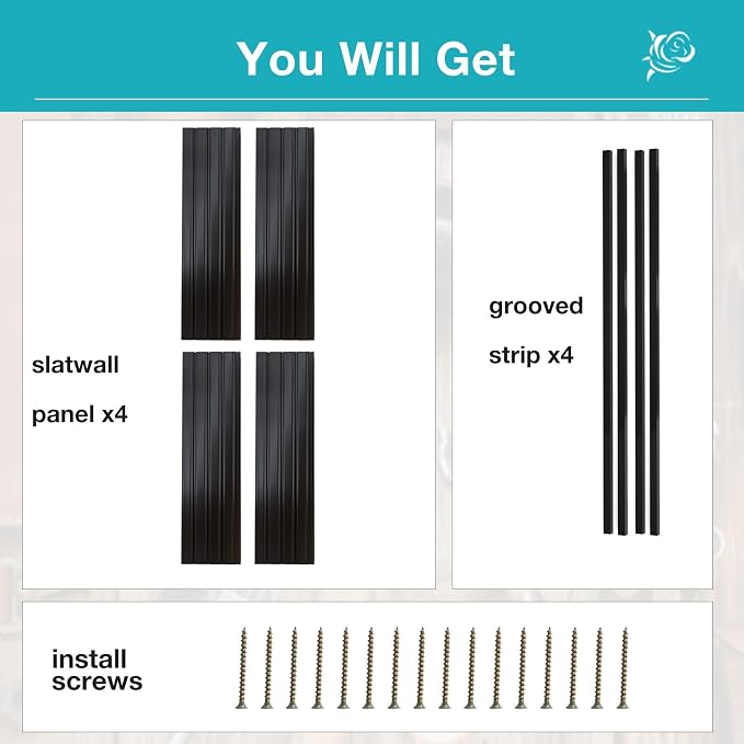 NeatiEase Slatwall Panel Wall Storage Systems, 4 x 4ft Slat Wall Paneling - Image 4