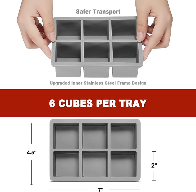Nax Caki Ice Cube Trays 3 Pack, Large Size Silicone Ice Cube Molds - Image 5