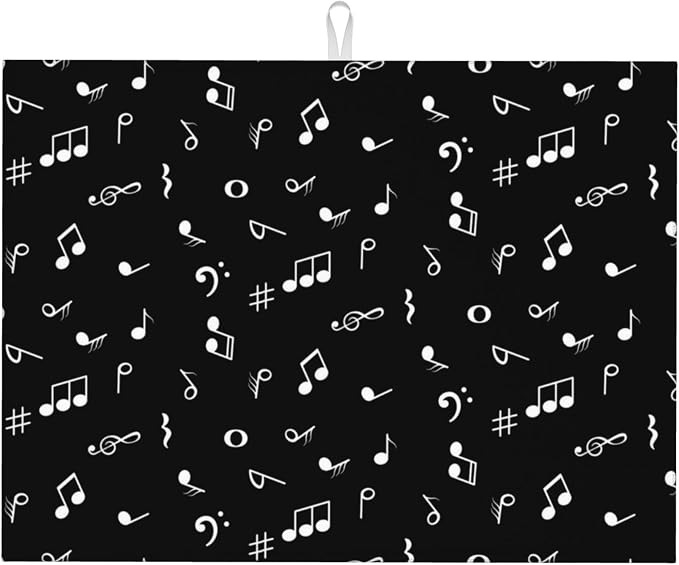 Musicial Kitchen Drying Mat Music Notes Microfiber Dish Drainer Mat by Unknown