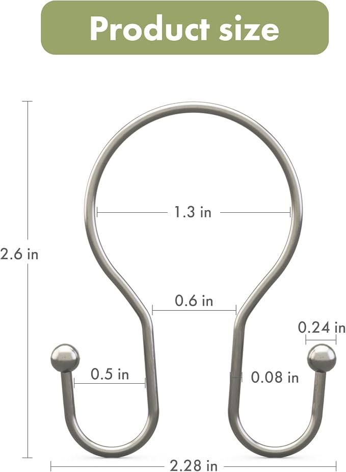 AmazerBath Shower Curtain Hooks Brushed Nickel Shower Curtain Rings, Simple - Image 6