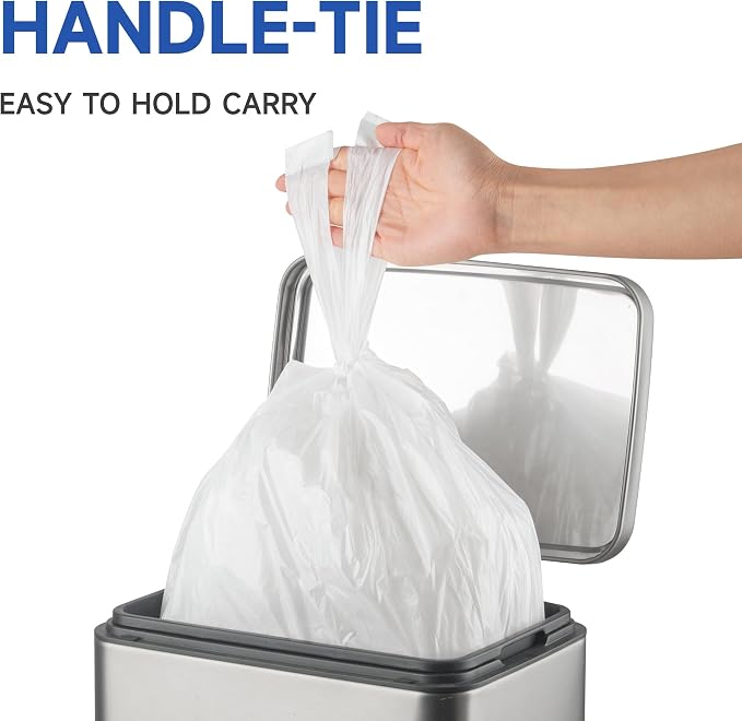 Small Trash Bags with Handles 13 Gallon 80 Count White - Image 7