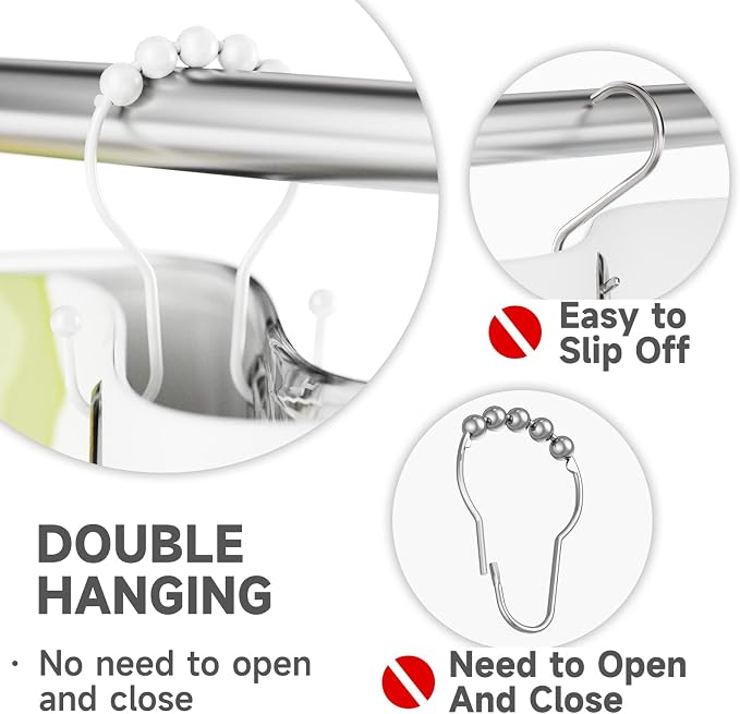 White Shower Curtain Hooks and Rings - Image 3