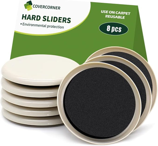 Furniture Sliders for Carpet 8 PCS by COVERCORNER