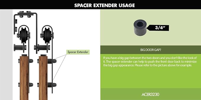 Homacer Sliding Barn Door Hardware Black Rustic 3/4“ Spacer Extender-Set of 5 - Image 5
