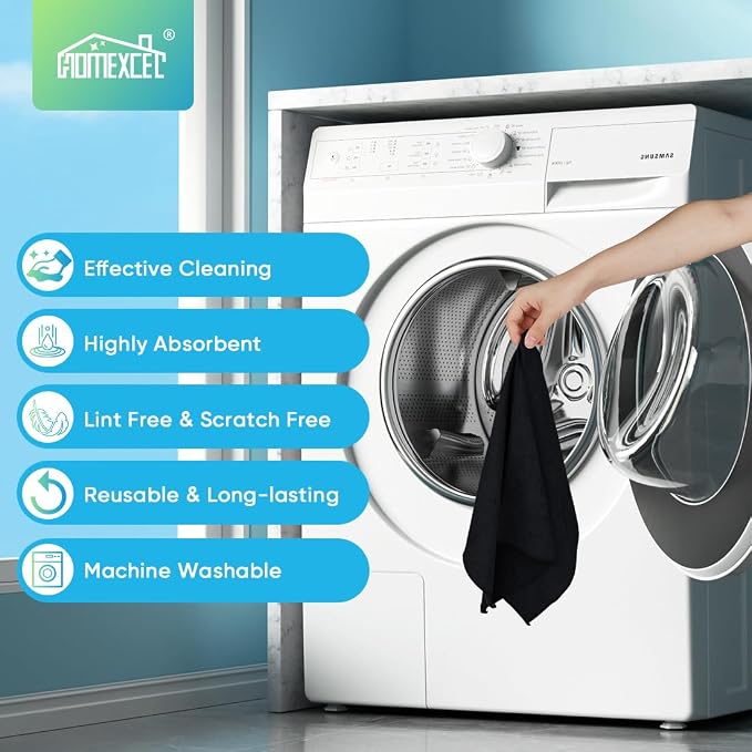 HOMEXCEL Black Microfiber Cleaning Cloth, 24 Pack Cleaning Towels - Image 7
