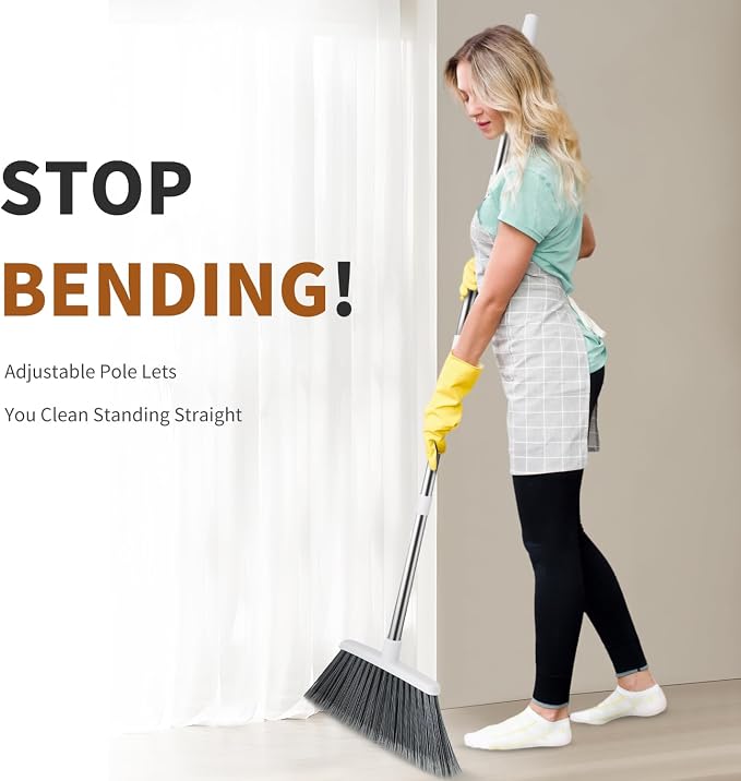 Broom, Outdoor Brooms for Sweeping Indoor, Adjustable 55" Pet Hair Removal - Image 7