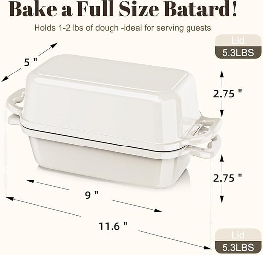 Enameled Cast Iron Sourdough Bread Dutch Oven, Cast Iron Loaf Bread Pan - Image 2