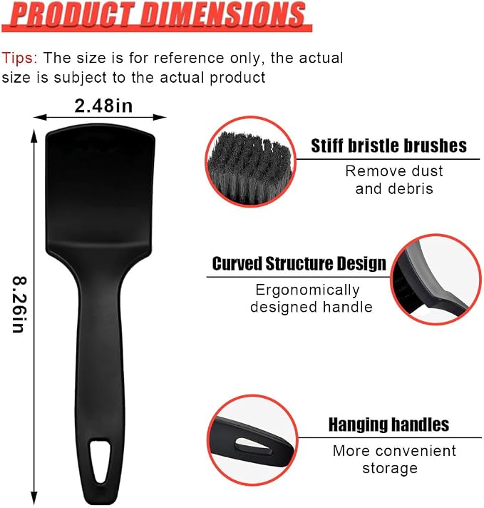 8.3×2.5 Inch Car Wash Brush, Soft Bristle Short Handle Carpet Cleaning Brush - Image 2