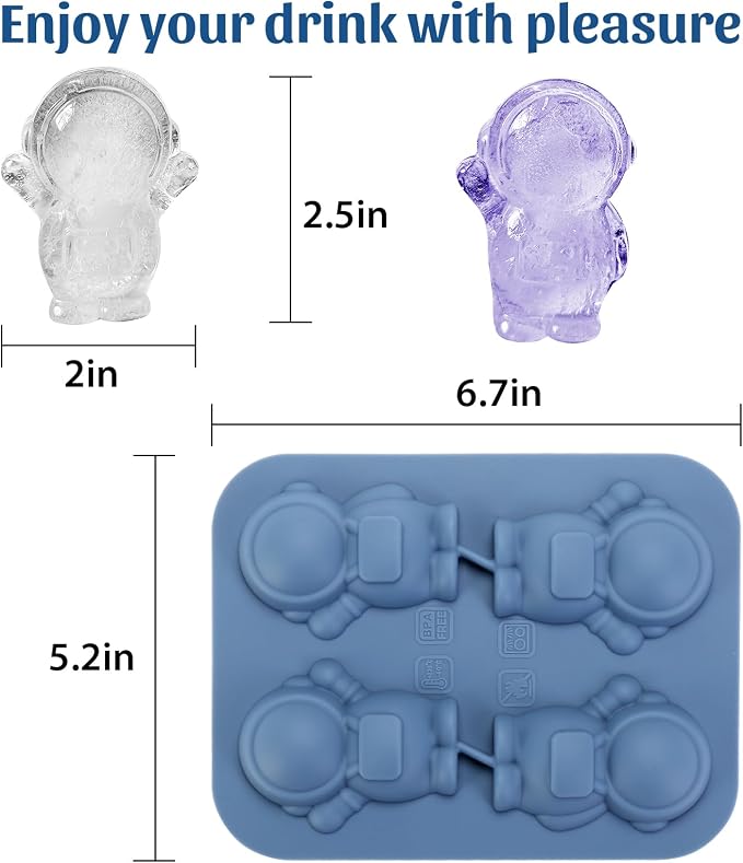 Silicone Ice Cube Tray, Astronaut 3D Large Ice Cube Molds - Image 6