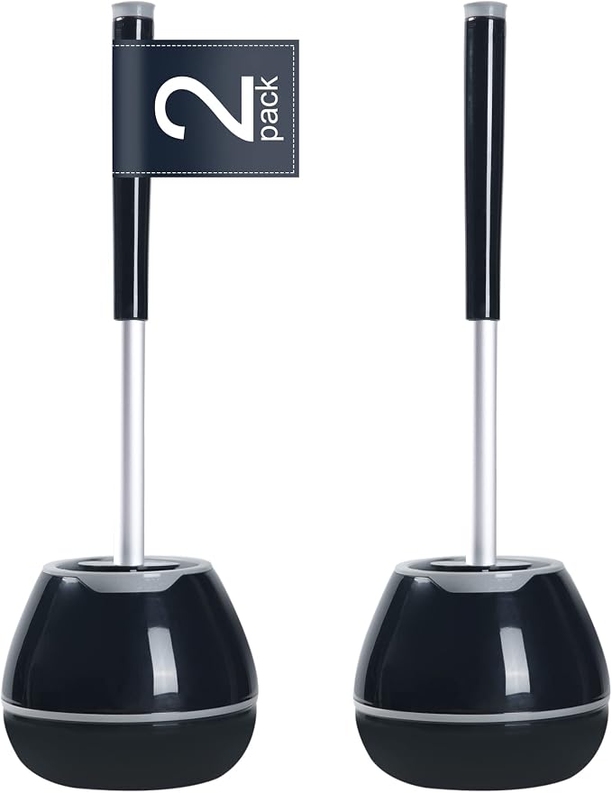 BOOMJOY Toilet Brush and Holder 2 Packs, Silicone Toilet Bowl Brush by BOOMJOY
