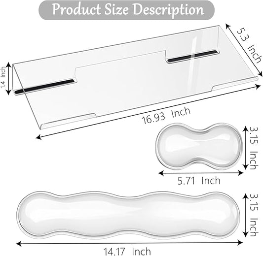Gel Wrist Rest for Keyboard and Mouse Transparent Acrylic Tilted Keyboard Riser - Image 2