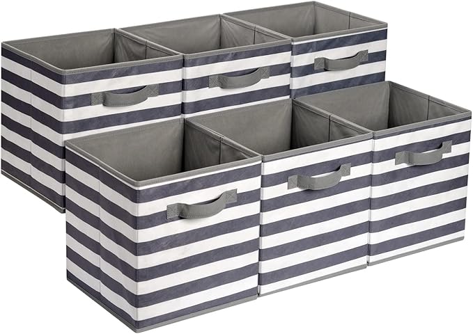 Amazon Basics Cube Organizer Storage Bins Handles, Collapsible Fabric, by AmazonBasics