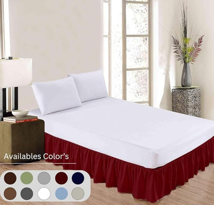 Ruffle Bed Skirt with Split Corners, Microfiber Dust Ruffled for a Perfectly Tailored Bedding Ensemble, Wrinkle and Fade Free, Easy Fit, Queen Size 18 Inch Drop, Burgundy