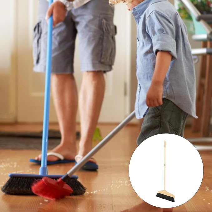 Mikikit Horsehair Broom with Long Handle Soft Pine Bristles Anti-Static Home - Image 6