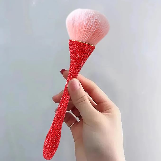 WOKOTO 1pcs Red Rhinestone Nail Dust Brushes - Image 3