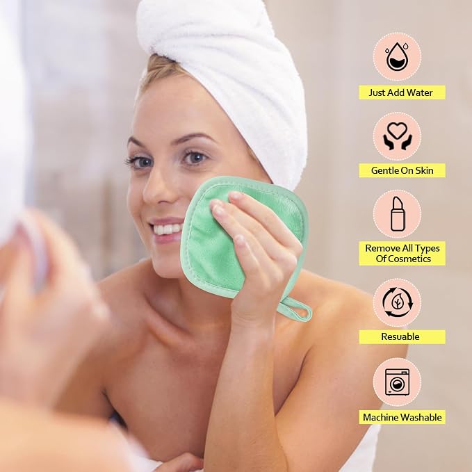 HOMEXCEL Makeup Remover Cloth 12 Count, Reusable Makeup Remover Pads, Washable - Image 5