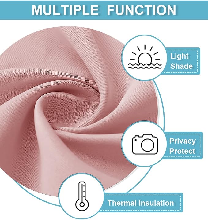 RYB HOME Blackout Curtains for Kitchen, Small Window Curtains Blinds, Thermal - Image 2