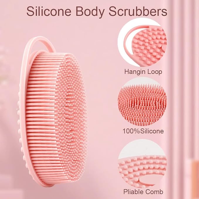 Soft Silicone Body Scrubber 2 PCS Silicone Body Shower, Silicone Loofah 2 in 1 - Image 3