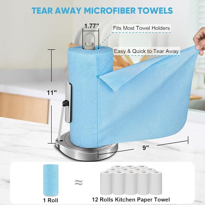 AIDEA Microfiber Cleaning Cloth Roll 165 Sheets, Tear Away Microfiber Towels - Image 2