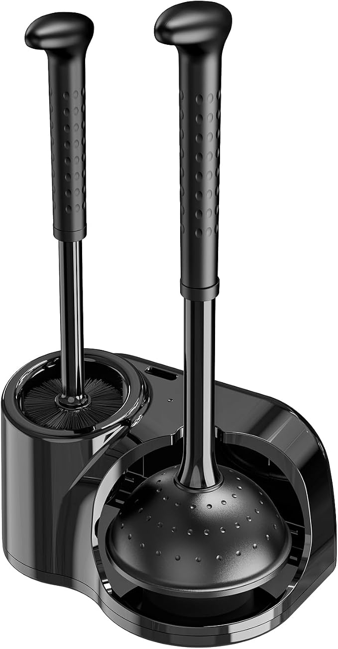Toilet Brush and Plunger Set: 2-in-1 Heavy Duty Toilet Plunger and Bowl Brush by Ehadoo