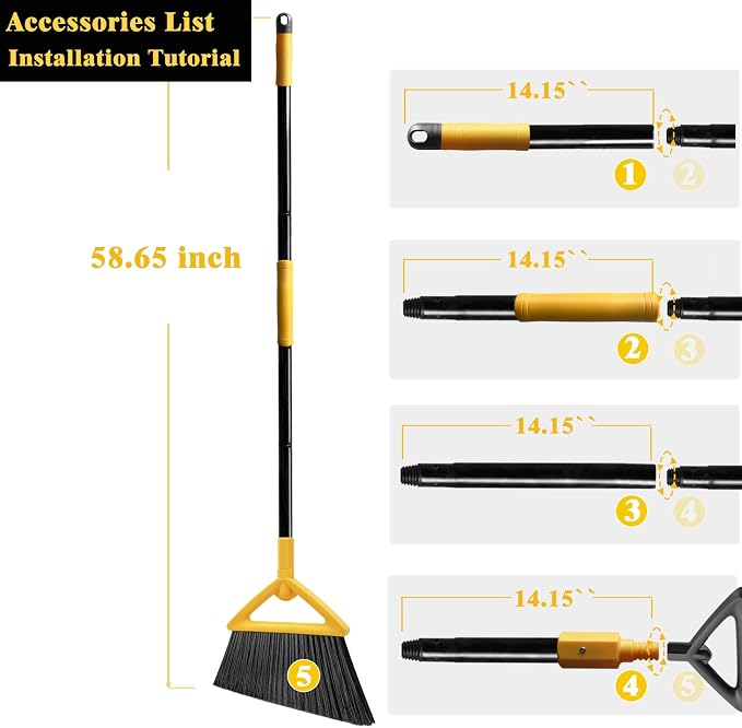 Heavy Duty Commercial Broom, Upgraded Angle Broom - Image 8