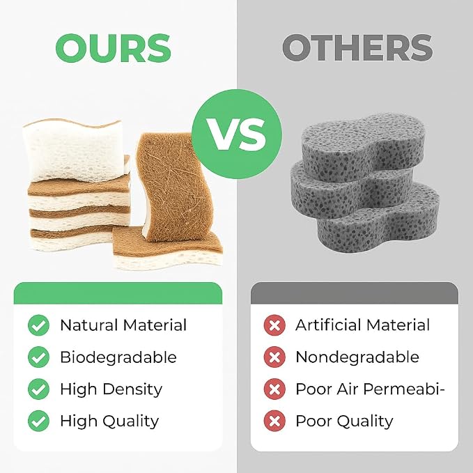 UCCO Eco Friendly Biodegradable Kitchen Sponges 12 Pack – Natural Compostable - Image 3