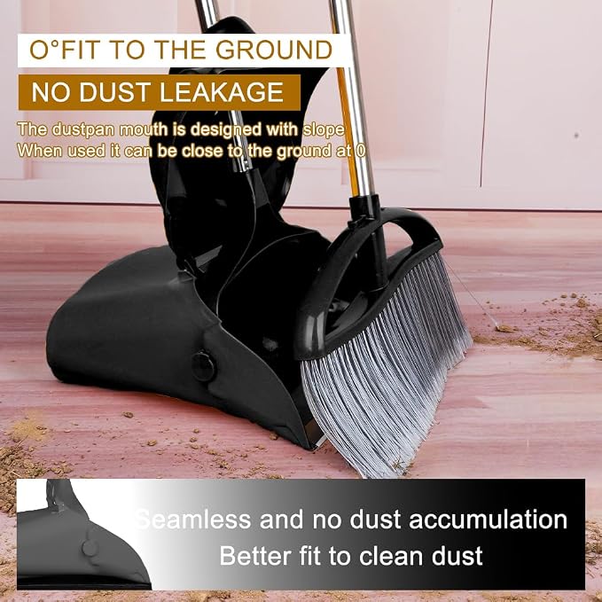 Long Handle Heavy Duty Broom and Dustpan Set, Outdoor and Commercial Upright - Image 8