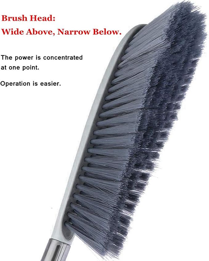 Hand Broom, 14 inch Large Counter Duster, Slightly Stiff Plastic Bristle Brush - Image 3