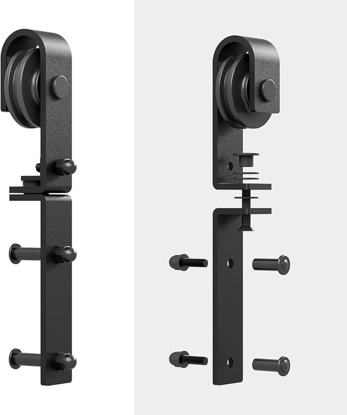 30" Bi-Folding Sliding Barn Door Hardware Track Kit, Smoothly&Quietly, Side - Image 2