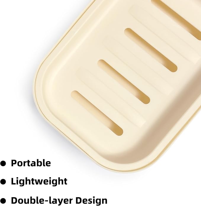 Double Layer Draining Soap Dish, Plastic Dishwashing Sponge Soap Holder - Image 4