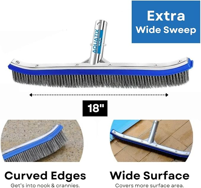 Aquatix Pro Pool Brush Head, Stainless Steel Bristles, Reinforced Aluminum Back - Image 4