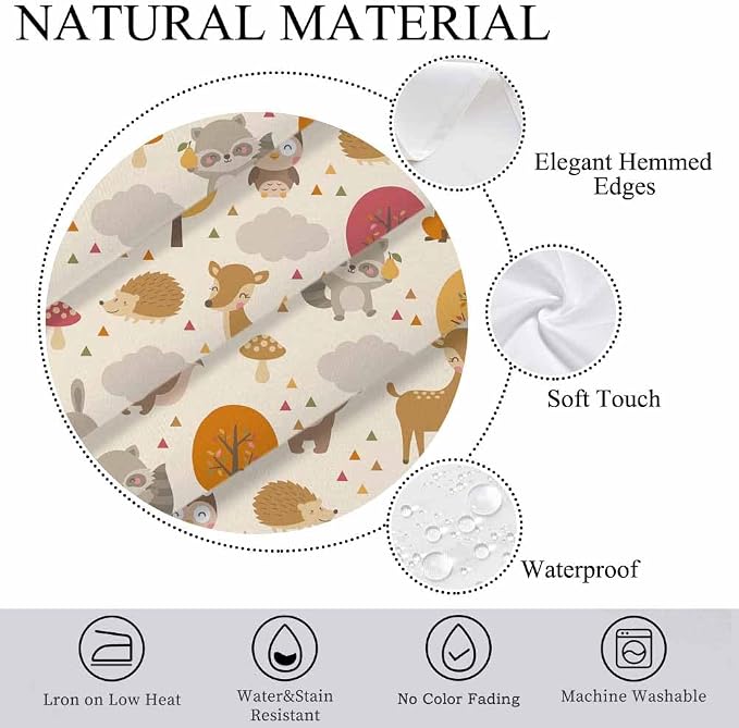 Cute Woodland Animals Table Cloth 52x70 Cartoon Rabbit Hedgehog Raccoon Autumn - Image 5
